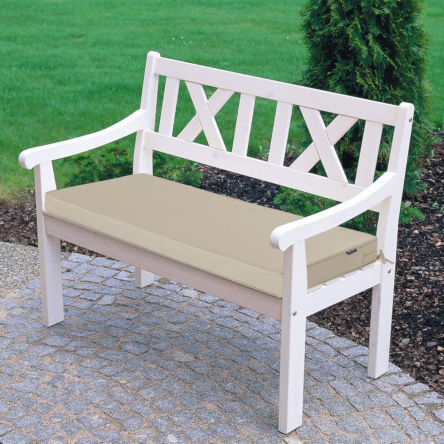 Outdoor Bench Cushions 48 x 18 Inch Thick Waterproof Porch Swing Cushions with Tie Patio Furniture Chair Cushion Bench Pad 5 Year Color Fastness Backyard Seat Pads Navy