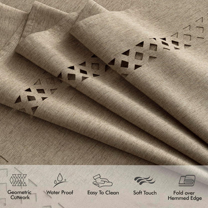 MIULEE Beige Rectangle Linen Polyester Tablecloth with Decorative Cutouts Spring Waterproof Stain Resistant & Shrink-Proof Table Cloth 52x70 inch Farmhouse Style for Dining Wedding and Outdoor