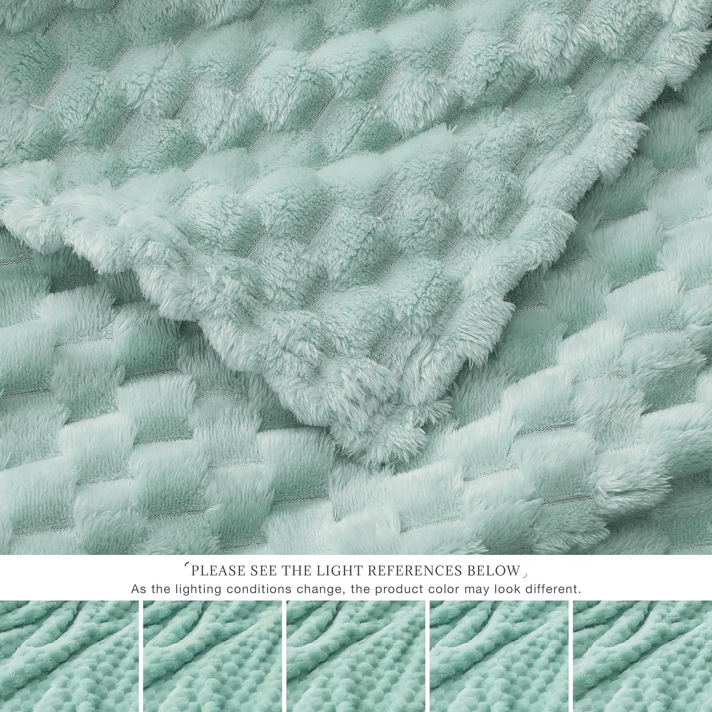 EXQ Home Fleece Throw Blanket for Couch or Bed - 3D Imitation Turtle Shell Jacquard Decorative Blankets - Cozy Soft Lightweight Fuzzy Flannel Blanket Suitable for All Seasons(50"×60",Beige)