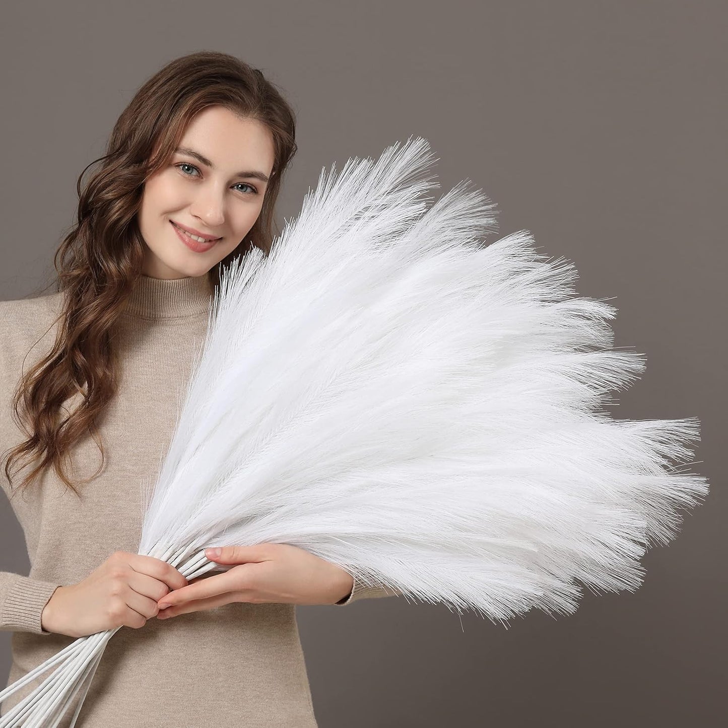 PERFNIQUE Faux Pampas Grass, 9PCS Pompas, Large Pompas Grass, 38'' Tall Pampas Grass for Floor Vase, Pampas Grass Decor Tall for Vase Fillers, Boho Rustic Farmhouse Home Decor(Natural Beige)