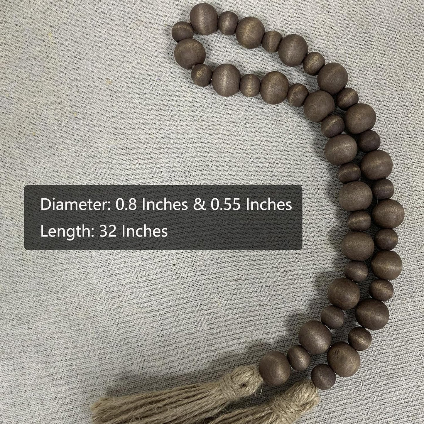 Handcrafted Farmhouse Wooden Decorative Beads Garland, Table Tray Boho Wood Beads with Tassel, Small Rustic Antique Decor for Home and Events (32" Rustic Blue)