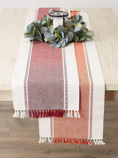 DII Dobby Stripe Woven Table Runner, 13x72-inch, French Blue