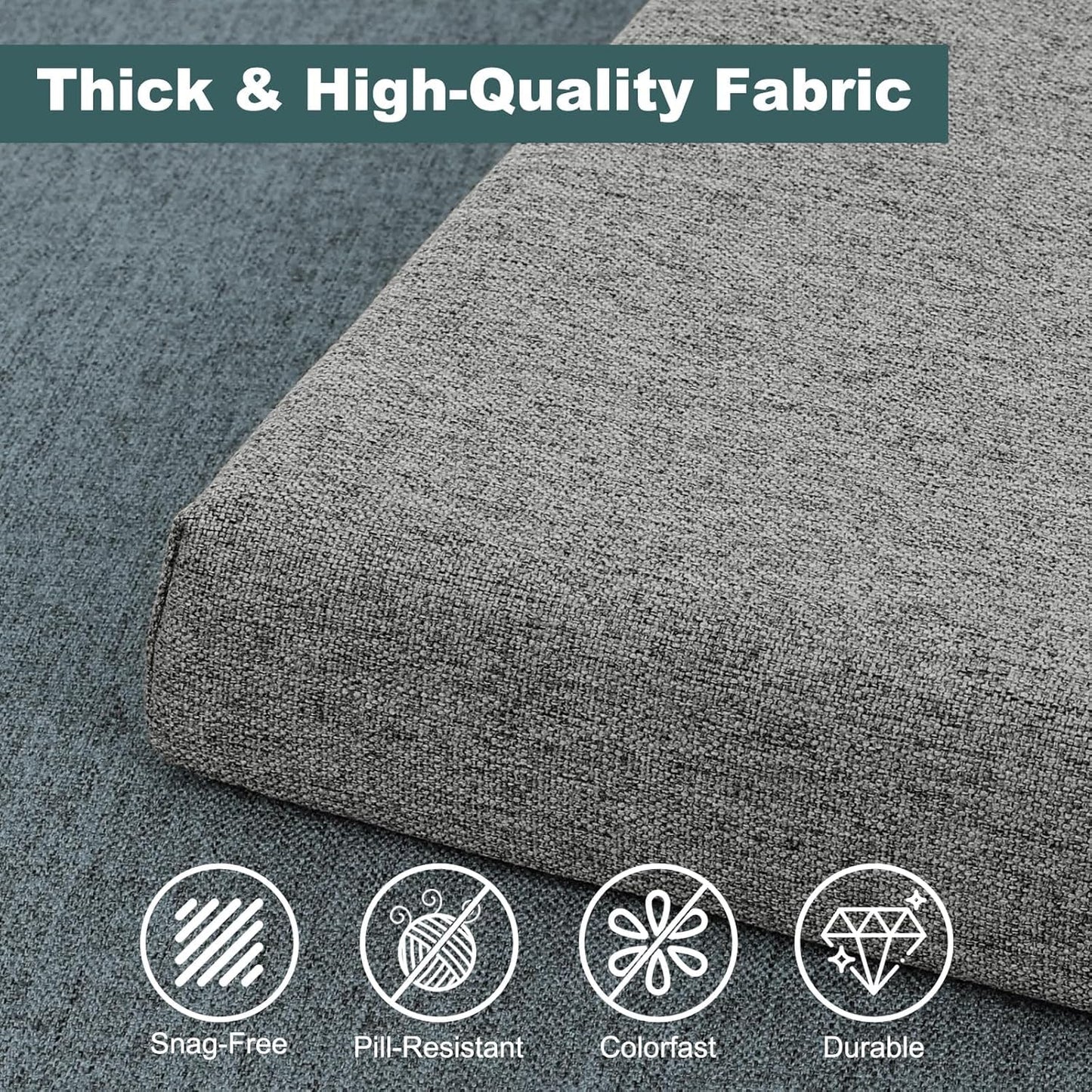 baibu 48 Inch Bench Cushion, Dual-Layer Design Memory Foam Indoor Bench Cushion, Non-Slip Standard Size Rectangle Seat Pad with Ties, 48x16x2Inch, Beige