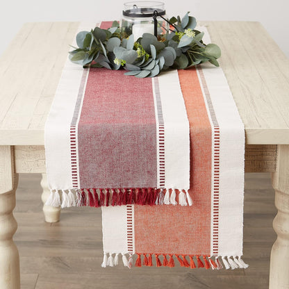 DII Dobby Stripe Woven Table Runner, 13x72-inch, French Blue