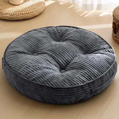 HIGOGOGO 6" Extra Thick Floor Pillow Cushion for Adults, Meditation Cushion Pillow, Large Square Floor Sitting, Tufted Corduroy Cover, for Tatami Living Room or Yoga, 22x22 Inch, 2Pack, Dark Grey