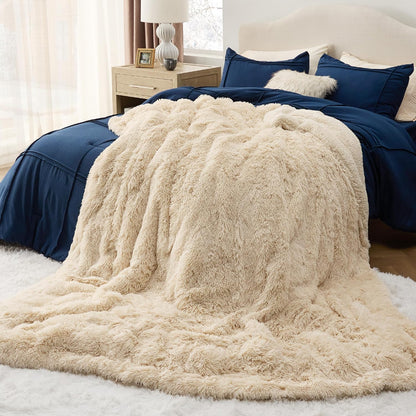 Bedsure GentleSoft Fluffy Fuzzy Faux Fur Throw Blanket for Couch, Soft Sherpa Fleece Cozy Gifts for Women, Plush Bed Blanket Room Decor for Men, Thick Warm Minky Teen Gifts Winter Bedding