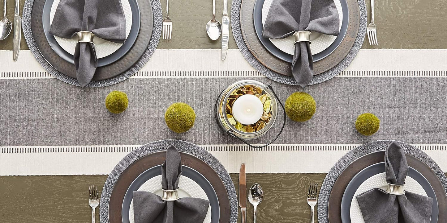 DII Dobby Stripe Woven Table Runner, 13x72-inch, French Blue