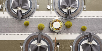 DII Dobby Stripe Woven Table Runner, 13x72-inch, French Blue