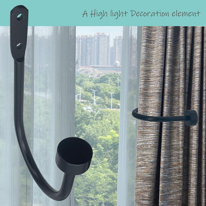 Quality Curtain Holdbacks, Solid Steel Curtain Holdback with Disk Finial,Electroplate Finishes, Set of 2 Window Curtain Tieback Hooks, Warm Gold