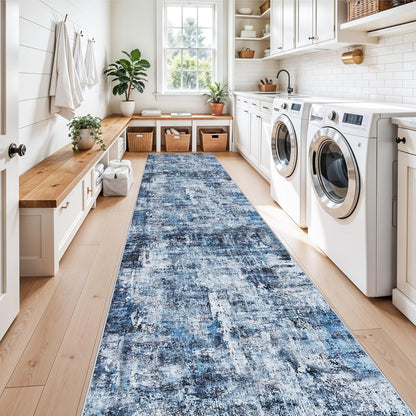 2x3 Washable Non-Slip Area Rug - Soft Low Pile Throw Rug for Kitchen Entryway Bedroom - Modern Indoor Door Mat with Rubber Backing (Beige Grey) - Colors B