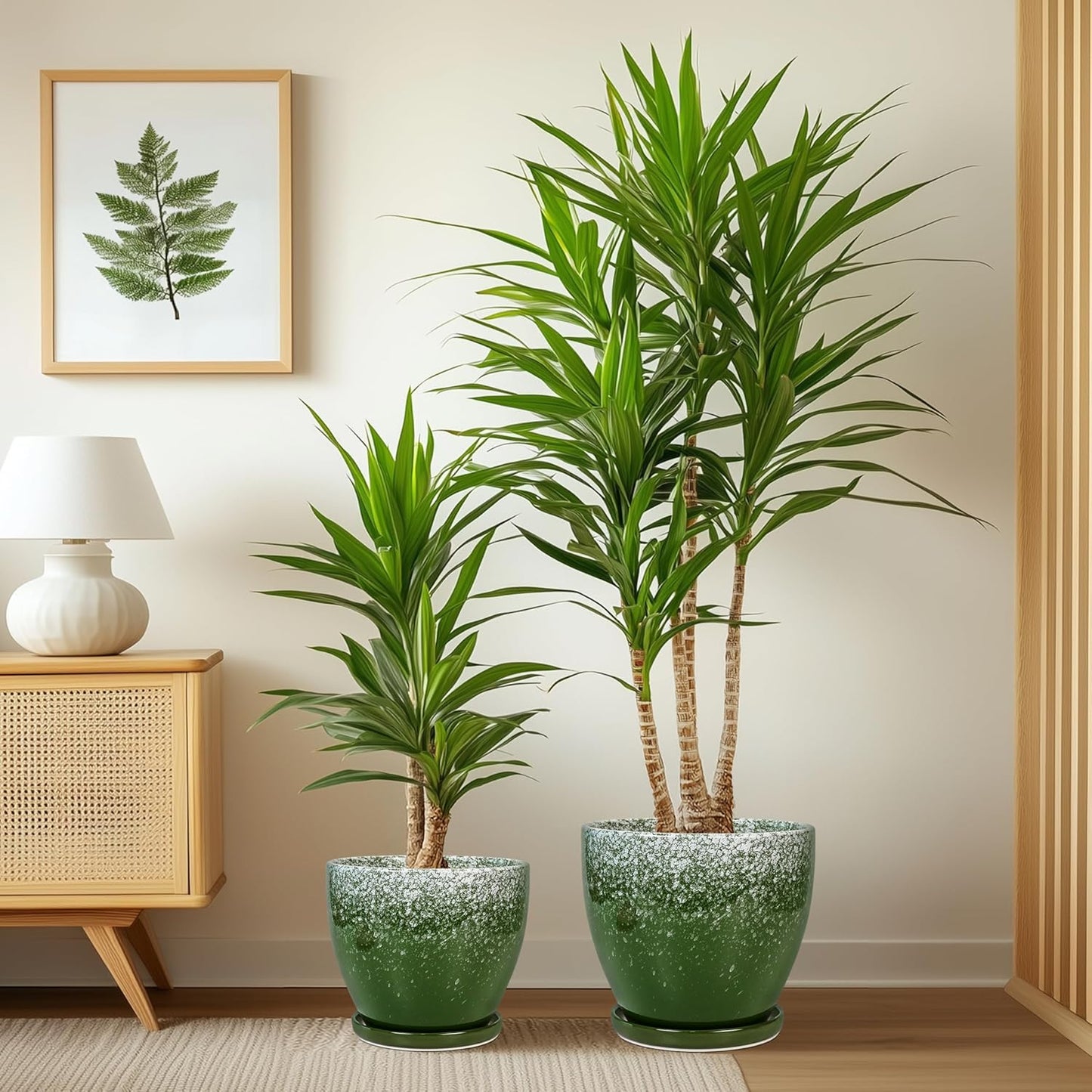 Plant Pots Indoor, Ceramic Planters Pots with Drainage Holes and Saucers, 10+8+6 Inch, Set of 3, Round Large Flower Pots for Indoor Outdoor Plants, Blue