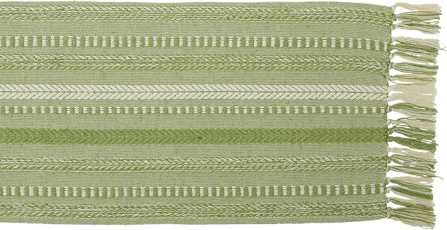 DII Farmhouse Braided Stripe Table Runner Collection, 15x72 (15x77, Fringe Included), Black