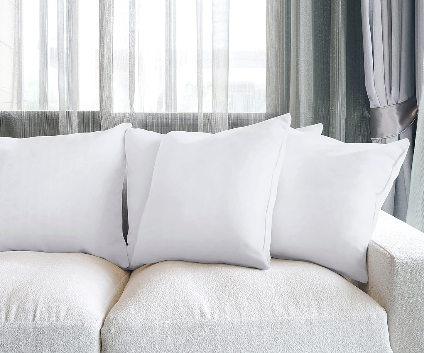 Utopia Bedding Throw Pillows (Set of 4, White) – 18 x 18 Inches Down Alternative Pillows for Bed, Sofa, and Couch - Fluffy Decorative Stuffer Pillow for Indoors & Outdoors