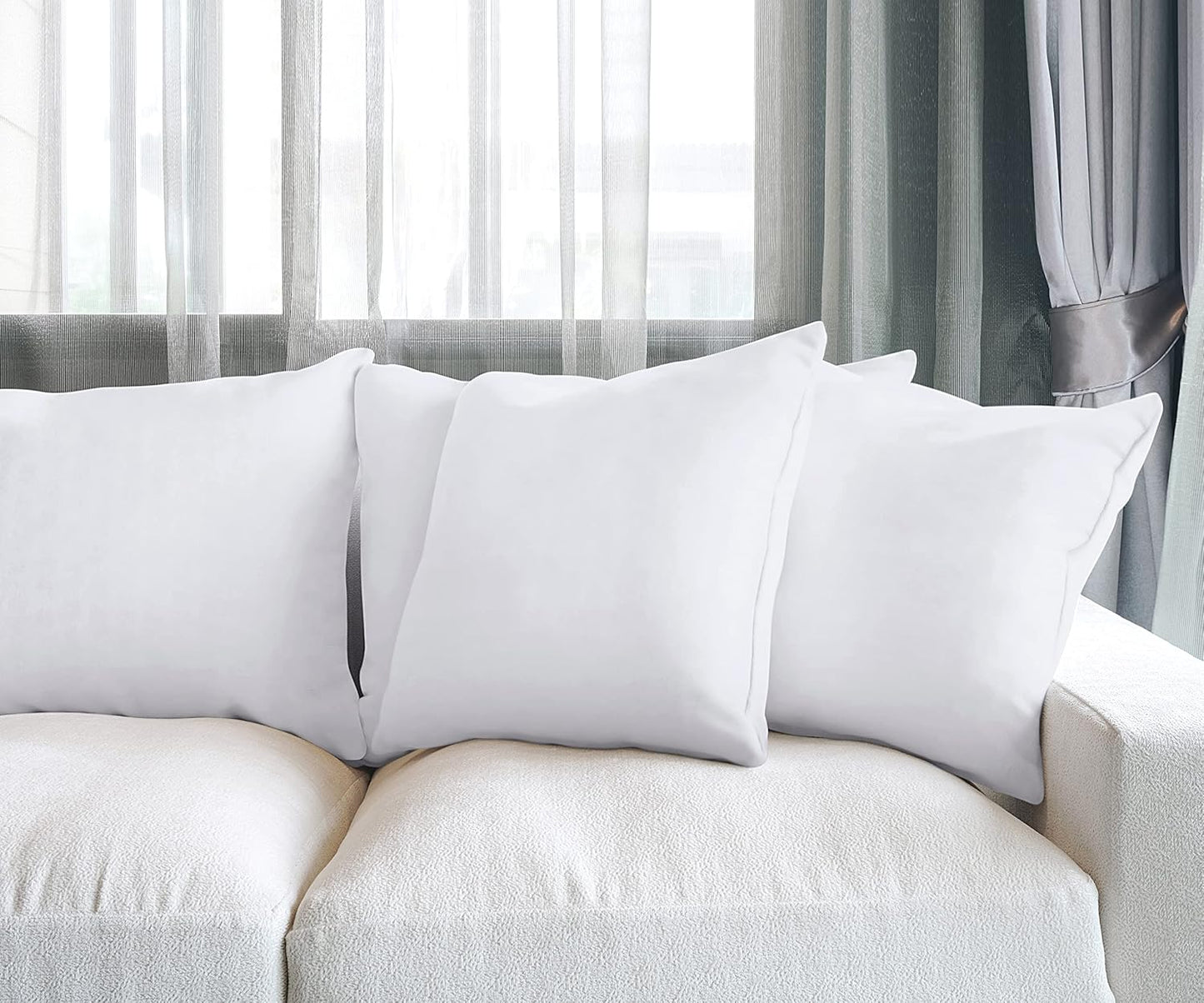 Utopia Bedding Throw Pillows (Set of 4, White) – 16 x 16 Inches Down Alternative Pillows for Bed, Sofa, and Couch - Fluffy Decorative Stuffer Pillow for Indoors & Outdoors