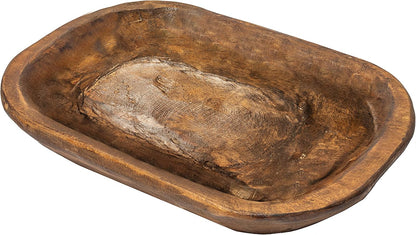 MAINEVENT Decorative Bowl Home Decor Approx 10 Inch, Hand Crafted Spanish Oak Wooden Dough Bowl Decor, Table Centerpiece Made in USA