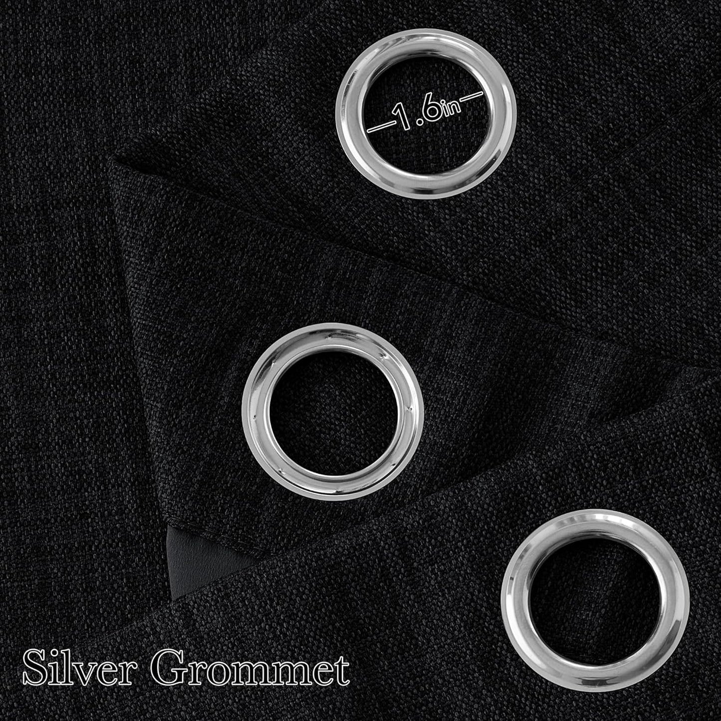 NICETOWN Halloween Pitch Black Solid Thermal Insulated Grommet Blackout Curtains/Drapes for Bedroom Window (2 Panels, 42 inches Wide by 63 inches Long, Black) - Colors E