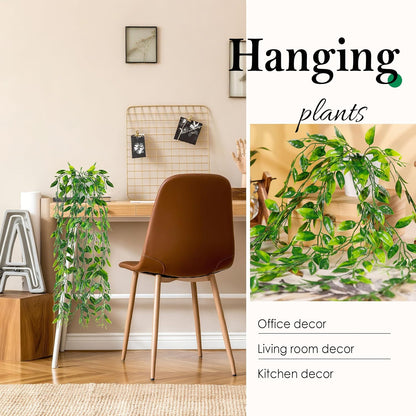 Der Rose 4Pcs Fake Plants Hanging Artificial Ivy Vine Faux Eucalyptus Hanging Plants, Boston Fern, String of Pearls for Living Room Aesthetic Bedroom Boho Kitche Wall Shelf Indoor Outdoor Decor