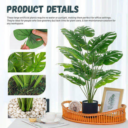 Der Rose 28" Fake Plants Large Artificial Monstera Faux Potted Plants Indoor Tall for Outdoor Living Room House Floor Front Porch Tree Decor