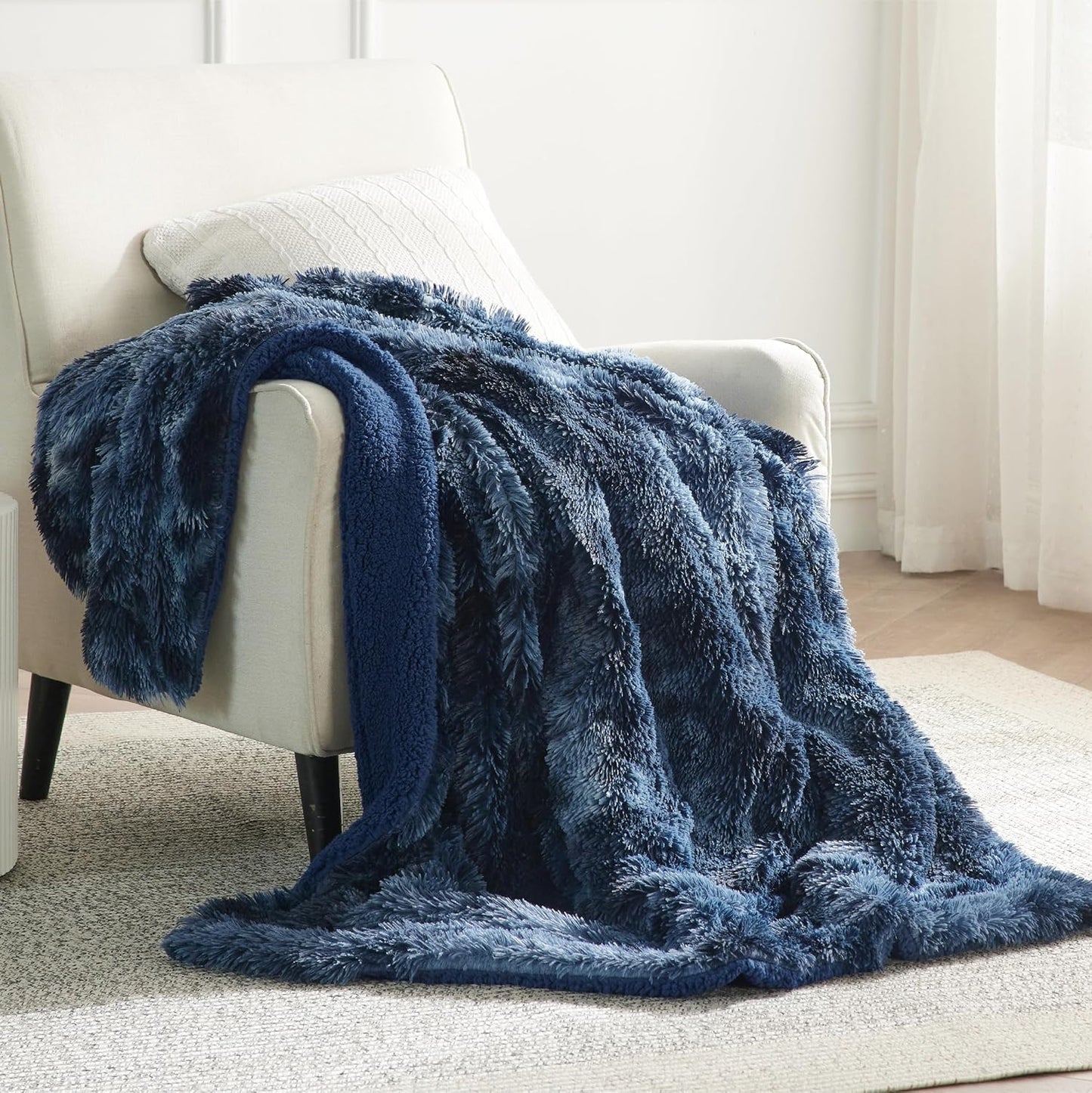 Bedsure GentleSoft Fluffy Fuzzy Faux Fur Throw Blanket for Couch, Soft Sherpa Fleece Cozy Gifts for Women, Plush Bed Blanket Room Decor for Men, Thick Warm Minky Teen Gifts Winter Bedding