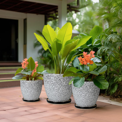 Plant Pots Indoor, Ceramic Planters Pots with Drainage Holes and Saucers, 10+8+6 Inch, Set of 3, Round Large Flower Pots for Indoor Outdoor Plants, Blue