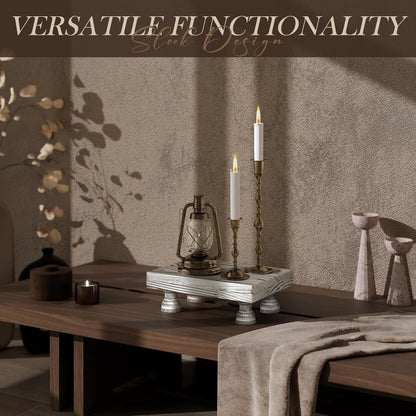 EOSAHR Farmhouse Riser for Room Decor : Decorative Pedestal Stand For Display Your Home Decorations and Uniquely Soap Stand - Rustic Bathroom Counter Tray and Kitchen Decor (Natural Wood)