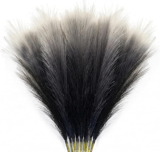 KALYLOC 8Pcs 35.4” Blue Colorful Faux Pampas Grass, Fluffy Artificial Bulrush Branches Boho Decor, Filler Tall Pampas Grass Reed Fluffy Stems for Living Room Wedding Decoration