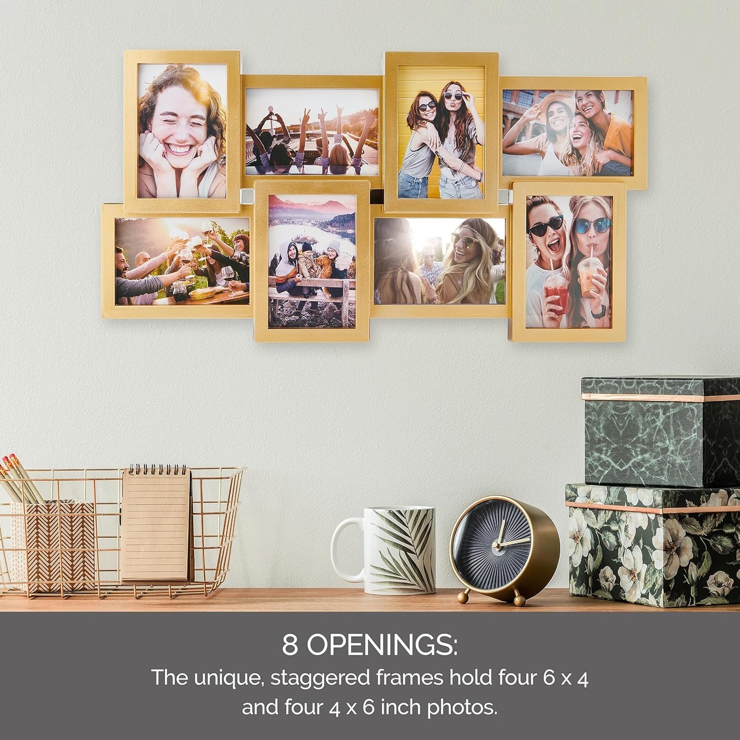 MELANNCO Collage Picture Frame for Wall, Holds 12 Photos - Six 4x6 and Six 6x4 Images, 18x23 Inch Black Plastic Frame, Hang Horizontal or Vertical, Gallery Wall Decor