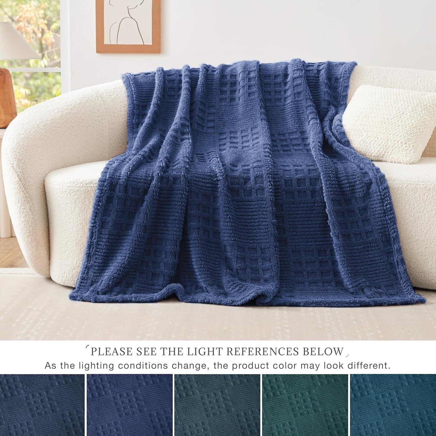 EXQ Home Fleece Throw Blanket for Couch or Bed - 3D Imitation Turtle Shell Jacquard Decorative Blankets - Cozy Soft Lightweight Fuzzy Flannel Blanket Suitable for All Seasons(50"×60",Beige)
