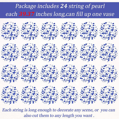 Tondiamo 24 Pcs Artificial Pearl String for Floating Candle Faux Pearls Beads String Garland Centerpiece Decoration for Vases Filler Wedding Spring Holiday Party Decor(Gold)