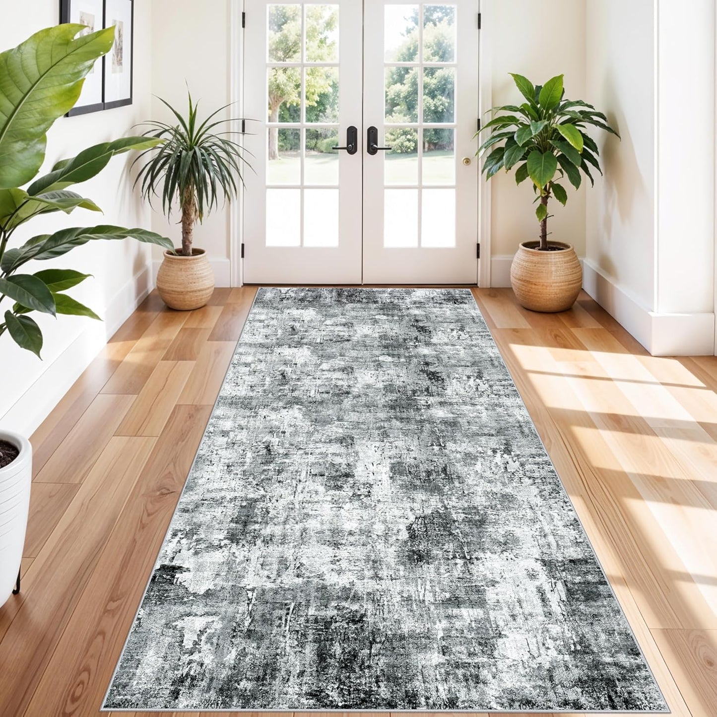 2x3 Washable Non-Slip Area Rug - Soft Low Pile Throw Rug for Kitchen Entryway Bedroom - Modern Indoor Door Mat with Rubber Backing (Beige Grey) - Colors A