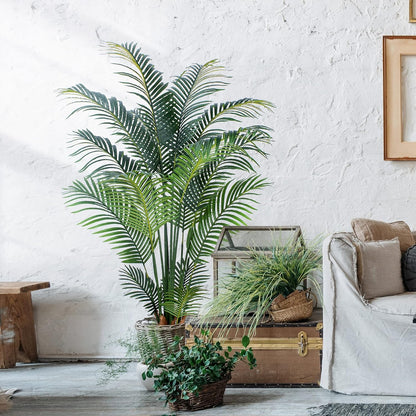 YEPDIN 6 Ft Artificial Tropical Palm Tree With 24 Removable Leaves - Large Faux Plant for Indoors and Outdoors, Silk Housewarming Gift, K185