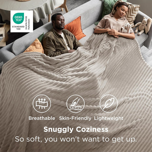 Bedsure GentleSoft White Throw Blanket for Couch - Teacher Appreciation Graduation Gifts Birthday Gifts for Women Mom Her, Cozy Fleece Throw Blanket for Girl, Room Home Decor, Off White, 50x60 Inches - Colors A