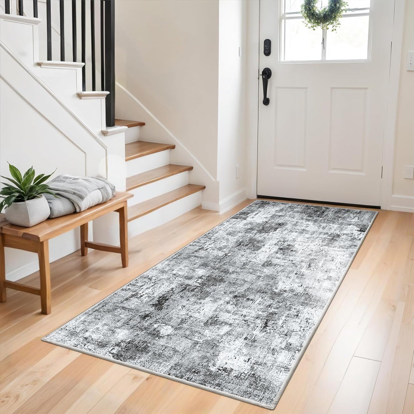 2x3 Washable Non-Slip Area Rug - Soft Low Pile Throw Rug for Kitchen Entryway Bedroom - Modern Indoor Door Mat with Rubber Backing (Beige Grey) - Colors B