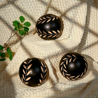 Set of 6 Decorative Orbs for Bowls and Vases - Circle Pattern - Resin Round Sphere Balls for Living, Dining Room Coffee Table Centerpiece Home Decor