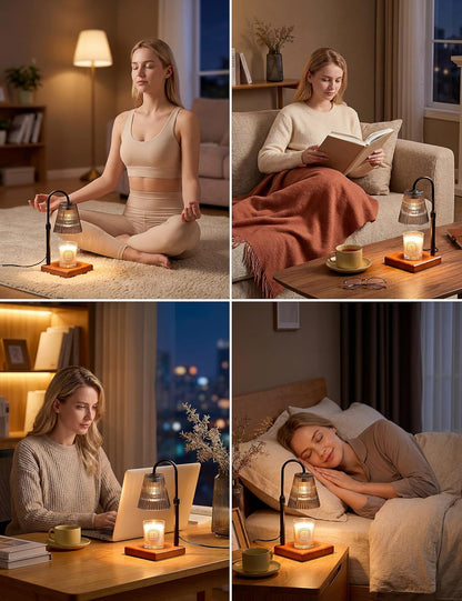Candle Warmer Lamp with Timer, Dimmable Candle Warmer for Home Decor, Birthday Gifts for Women Mom, Adjustable Height Wax Melt Warmer with 2 Bulbs