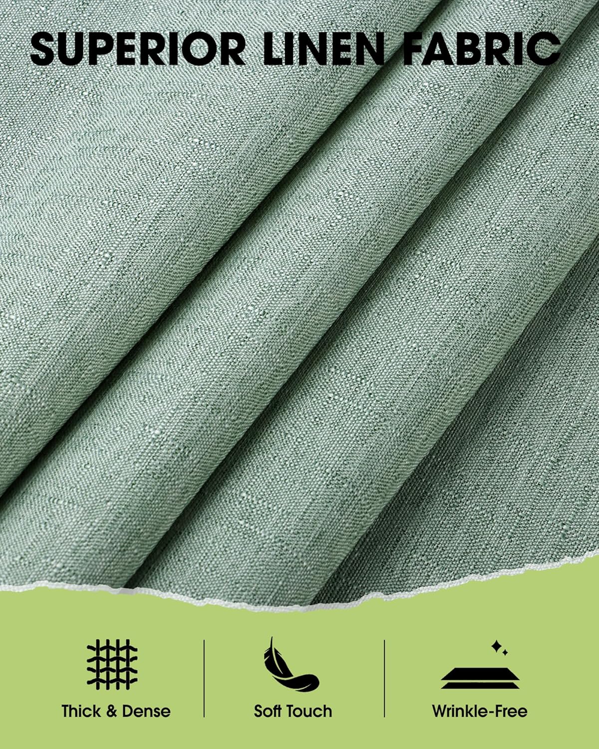 Pureegg Rectangle Linen Tablecloth Waterproof & Stain Resistant, Wrinkle-Free Table Cloth Adds Elegance and Protection, Ideal for Dining, Party, Wedding and Outdoor, 52 x 70 Inch, Sage Green