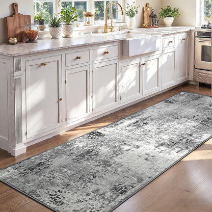 Ompaa 2x6 Rug Runners for Hallways Kitchen Runner Rug Non Slip Washable Grey Long Runner Rugs with Rubber Backing Soft Abstract Carpet Runner for Hallways, Kitchen, Bedroom, Bathroom, Entryway - Colors A