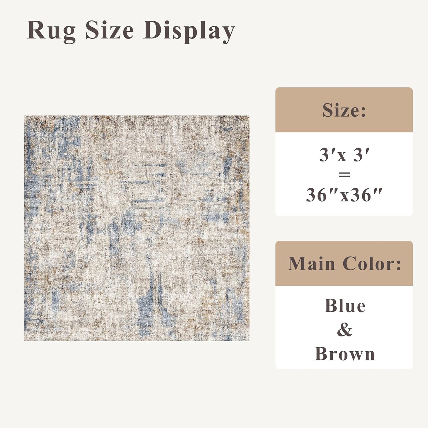 2x3 Washable Non-Slip Area Rug - Soft Low Pile Throw Rug for Kitchen Entryway Bedroom - Modern Indoor Door Mat with Rubber Backing (Beige Grey) - Colors A