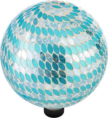 Alpine Corporation 10" Diameter Indoor/Outdoor Glass Mosaic Gazing Globe Yard Decoration, Purple Pearlized Petals Design