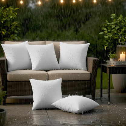 Utopia Bedding Outdoor Pillow Inserts 18 x 18 Inches (Pack of 4, White), Water Resistant Garden Throw Pillows for Patio and Porch Furniture