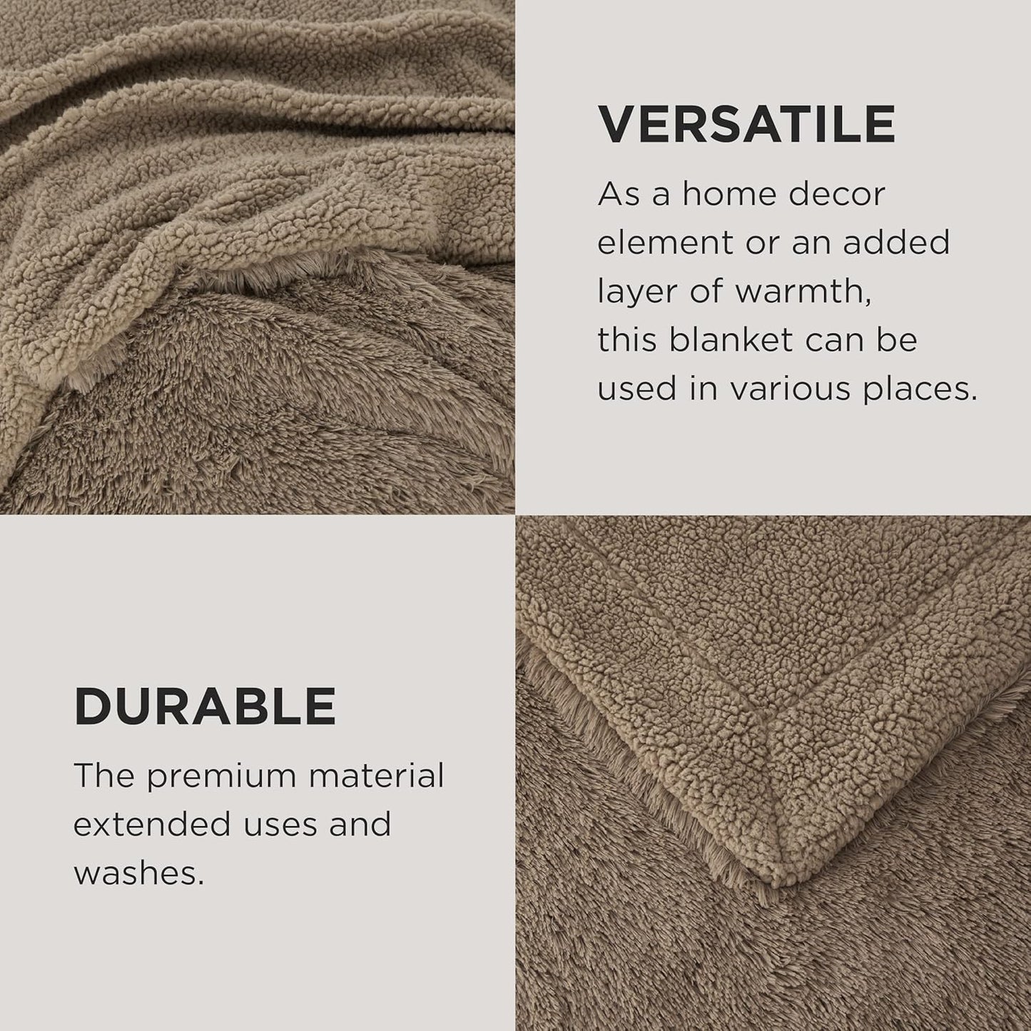 Bedsure GentleSoft Fluffy Fuzzy Faux Fur Throw Blanket for Couch, Soft Sherpa Fleece Cozy Gifts for Women, Plush Bed Blanket Room Decor for Men, Thick Warm Minky Teen Gifts Winter Bedding