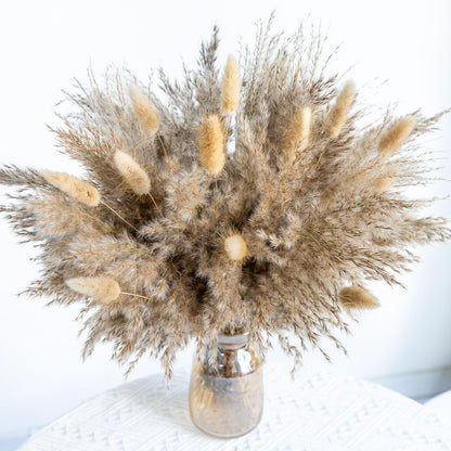 Fluffy Boho Decor Dried Grass - Dried Pampas Grass Short pompas Grass Vase Filler Dried Flowers Wedding Home Table Rustic Farmhouse Decor