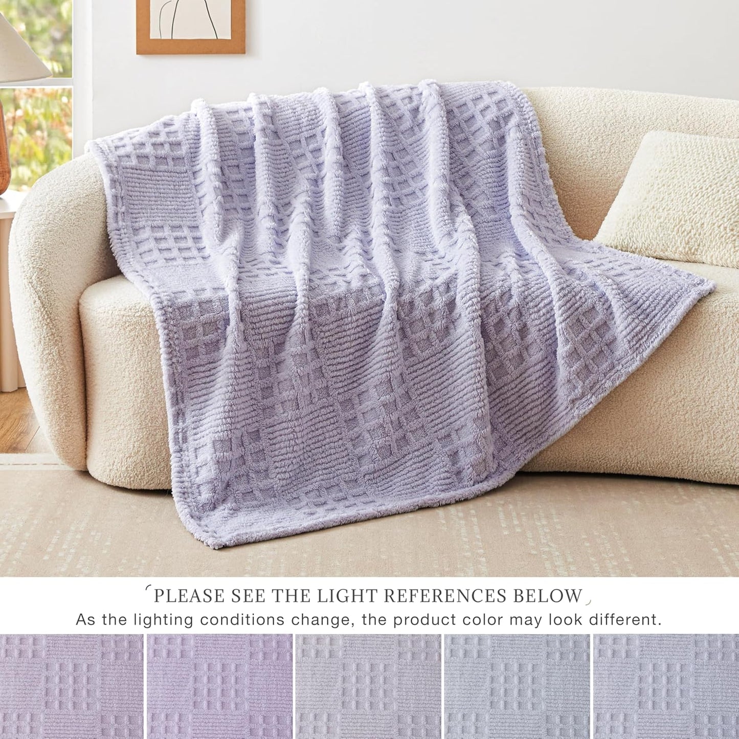 EXQ Home Fleece Throw Blanket for Couch or Bed - 3D Imitation Turtle Shell Jacquard Decorative Blankets - Cozy Soft Lightweight Fuzzy Flannel Blanket Suitable for All Seasons(50"×60",Beige)