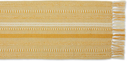 DII Farmhouse Braided Stripe Table Runner Collection, 15x72 (15x77, Fringe Included), Black