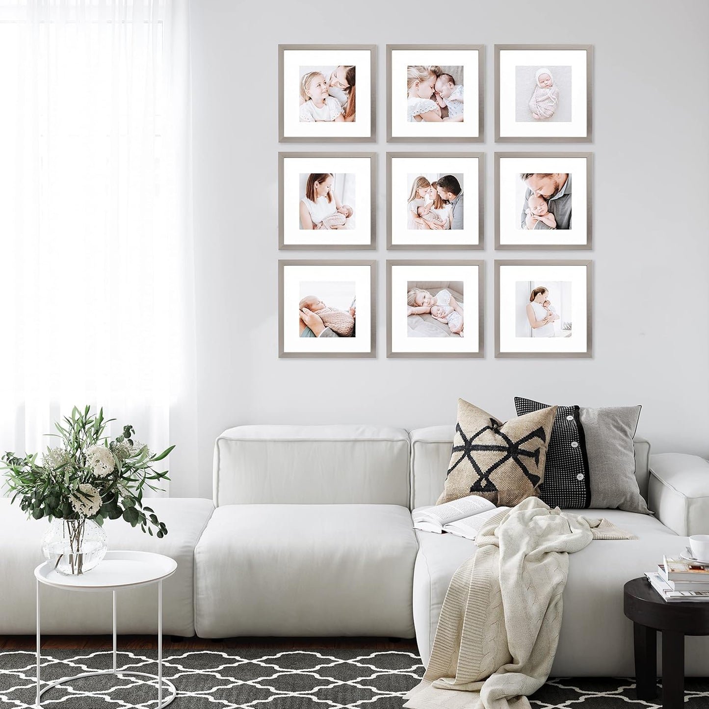 Sheffield Home 9 Piece Gallery Wall Frame Set, 11x14 in. matted to 8x10 in. (Matte Black)