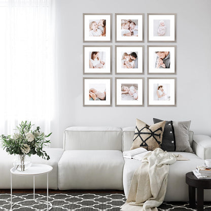 Sheffield Home 9 Piece Gallery Wall Frame Set, 11x14 in. matted to 8x10 in. (Matte Black)