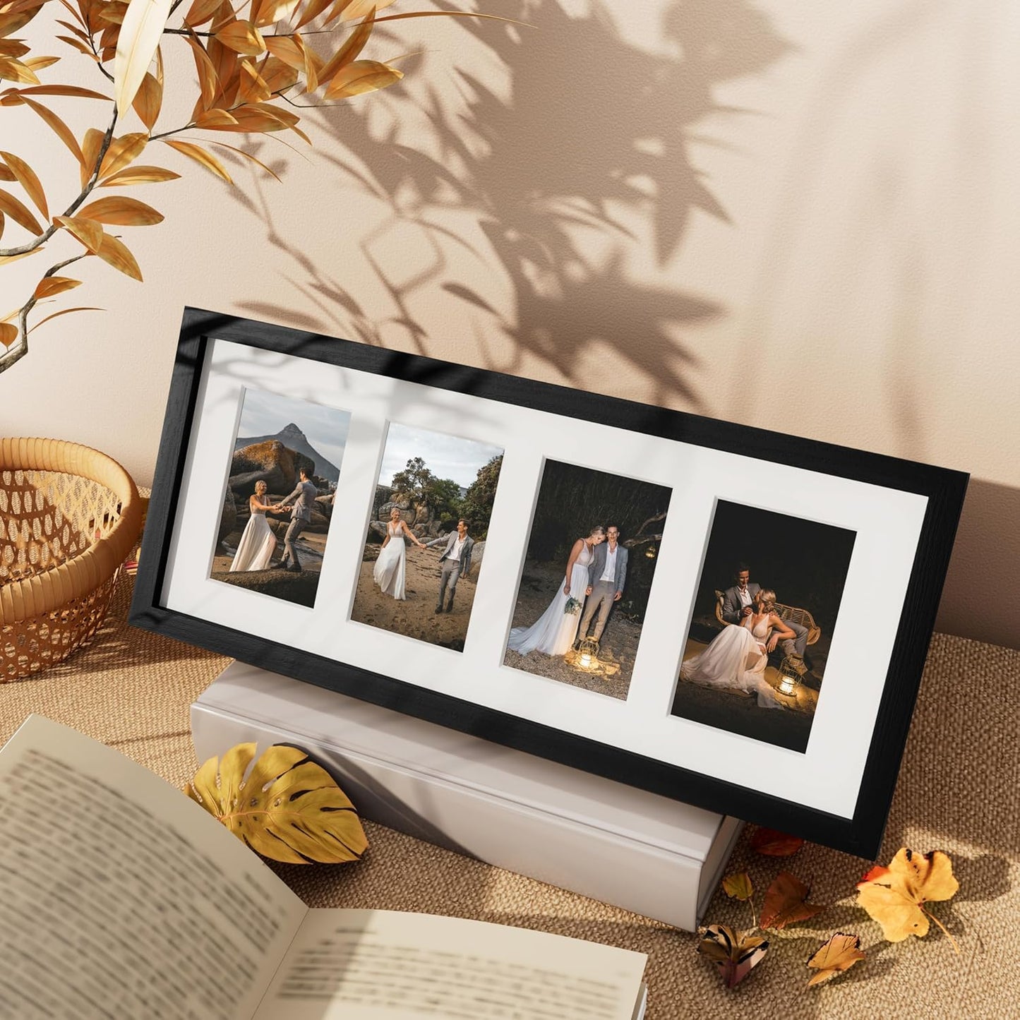 Vittanly 11x14 Collage Picture Frame, Displays 5Pcs 4x6 Pictures with Mat or 1Pcs 11x14 without Mat for Wall Mounting, Picture Frames Collage Wall Decor in Black, 1 Pack