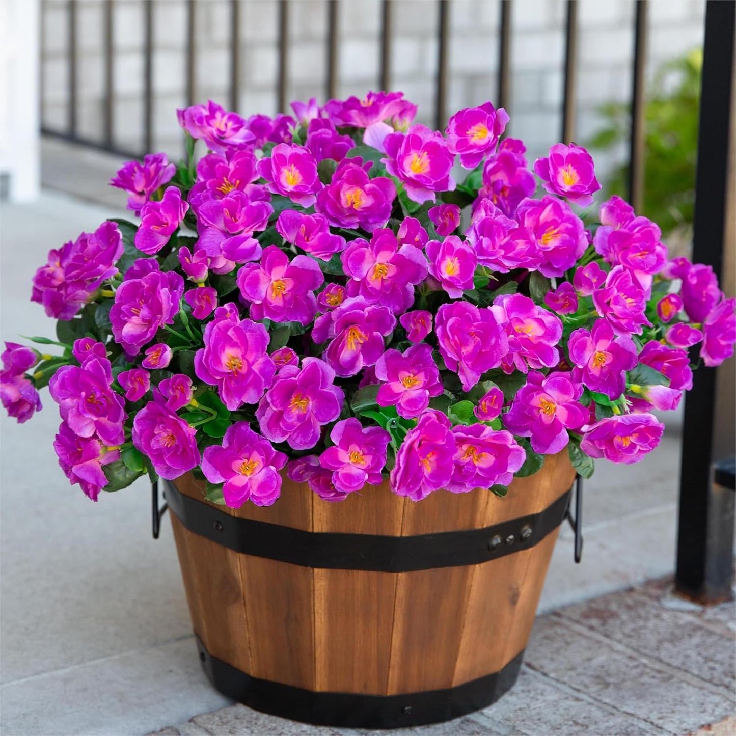 Ivydale Artificial Fake Flowers Plants for Outdoor Outside Spring Decor, Faux Silk Yellow Camellia UV Resistant Look Real for Planter Pot Porch Patio Balcony Garden Yard, 3 Large Bundles