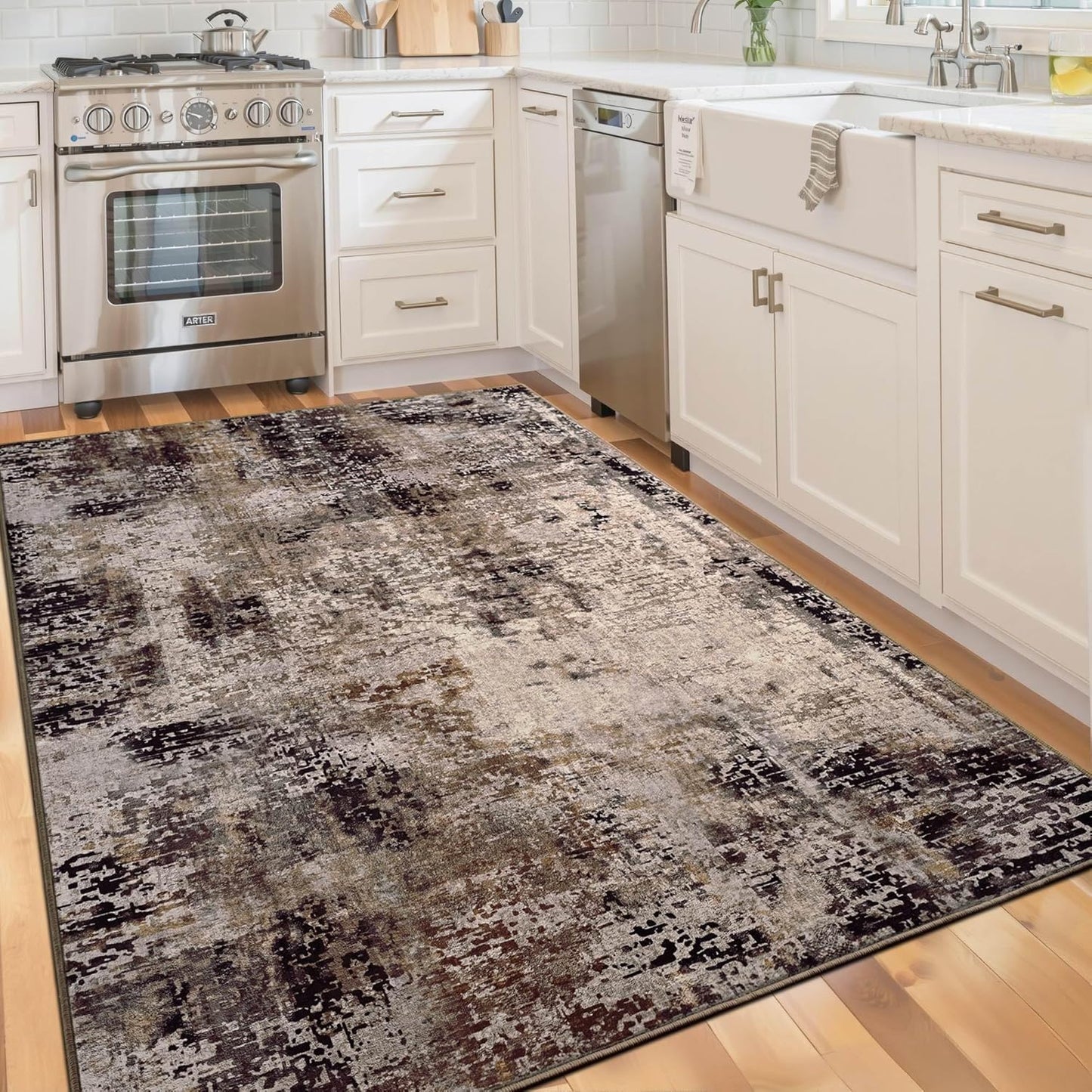 Ompaa 2x6 Rug Runners for Hallways Kitchen Runner Rug Non Slip Washable Grey Long Runner Rugs with Rubber Backing Soft Abstract Carpet Runner for Hallways, Kitchen, Bedroom, Bathroom, Entryway - Colors B