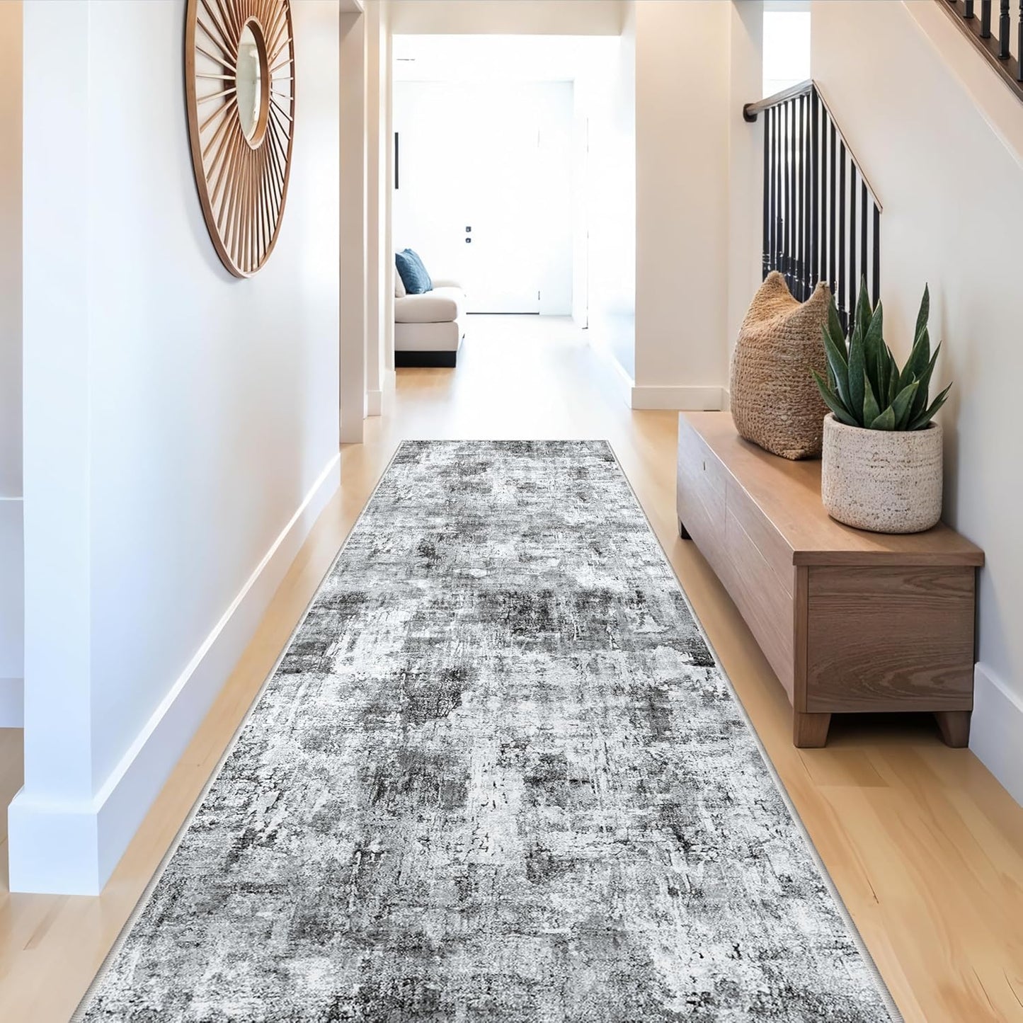 2x3 Washable Non-Slip Area Rug - Soft Low Pile Throw Rug for Kitchen Entryway Bedroom - Modern Indoor Door Mat with Rubber Backing (Beige Grey) - Colors A